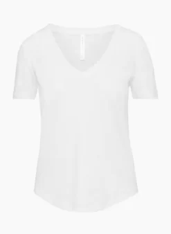 Linen V-neck T-shirt -Fashion Women Shop s23 00 a01 107474 1275 off a