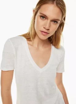 Linen V-neck T-shirt -Fashion Women Shop s23 00 a01 107474 1275 on c