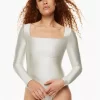 Satinette Squareneck Longsleeve Bodysuit