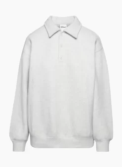 Cozy Fleece Boyfriend Polo Sweatshirt -Fashion Women Shop s23 03 a03 104580 19451 off a