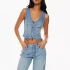 The 90s Mia Denim Vest -Fashion Women Shop s23 10 a02 110091 30426 on a